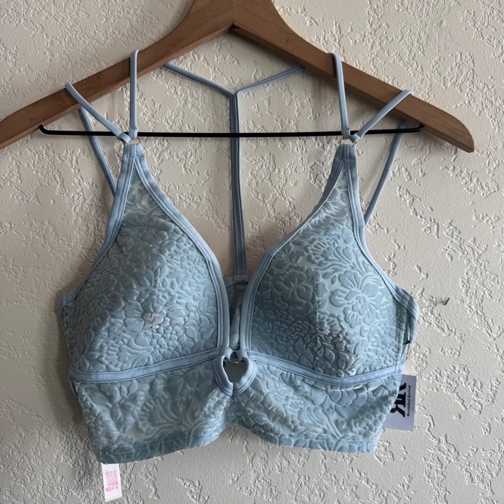 PINK Victoria's Secret Sky Blue Floral Bralette